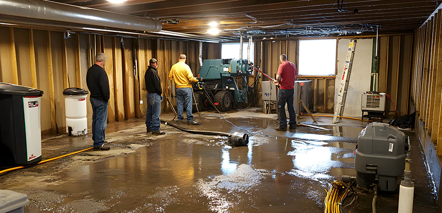Cleaning Sewage From Basement Floor in Whitesburg